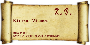 Kirrer Vilmos névjegykártya